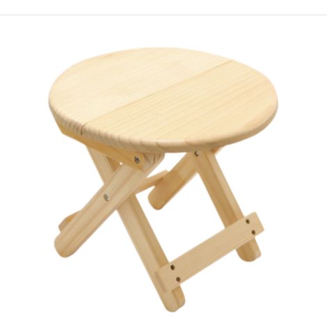 Petit tabouret rond pliant en bois. Dimensions : 28 x 25 x 24,5 cm. Convient pour la maison, la salle de bain et le jardin. Charge maximale : 90 kg. (1/5)