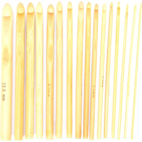 16pcs Bamboo Crochet Hooks Knitting Needle Weaving Tools Accessory for Beginner (1/5)