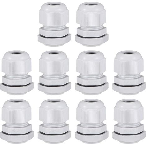 M22x1,5 Presse-étoupe 7mm-12mm Fil Trou Imperméable Joint Réglable Contre-écrou Nylon avec Rondelle Blanc (1/5)