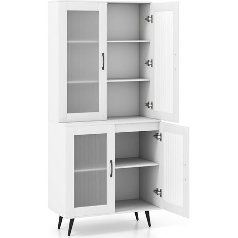 Aparador 80 x 40 x 178,5 cm práctico almacenaje con estante regulable estilo moderno MDF blanco 200010798