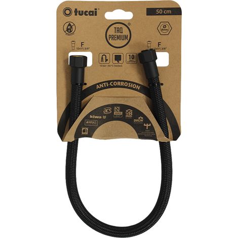 Flexible sanitaire NOIR POLYMÈRE Øintér.8mm - Femelle 3/8" - Femelle 3/8" NOIR MAT - 500mm - TAQ PREMIUM - Tucai (1/3)