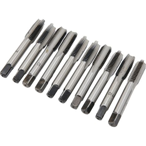 Lot de 10 tarauds métriques M10 en acier au carbone à goujure droite, taraud conique de première qualité, haute rigidité (1/5)