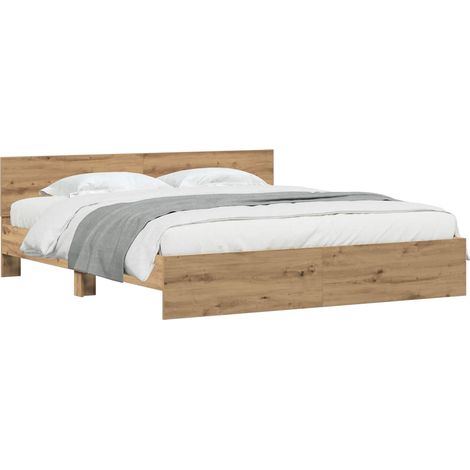 Maison Exclusive - Rám postele s čelem s čelo Dub artisan 203 x 185 x 70 cm (1/5)