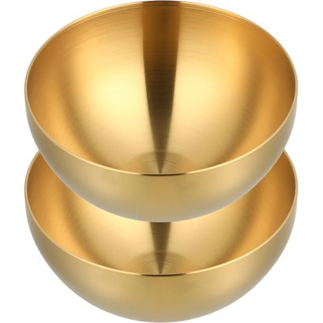 Lot de 2 Saladier en Acier Inoxydable Doré 15 CM Bols à Riz Multifonctions pour Fruits Nouilles et Soupe Bol Ménager Résistant pour Repas Quotidiens et Conservation des (1/5)