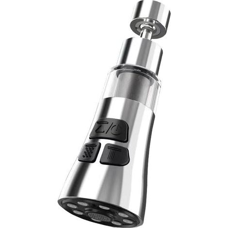 Mousseur de Robinet pour Évier - Rotation 360°, Adaptateur Anti-Gouttes ABS avec Filtre 316 Microns et 3 Modes d'Eau (Chrome, 55/64" Femelle) (1/5)