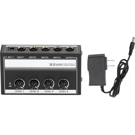 Amplificateur casque portable 4 canaux métal faible bruit mono pour studio et scène 100-240V blanc prise américaine (1/5)