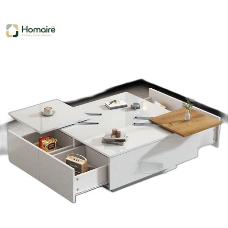 Couchtisch aus Spanplatte weiß und Polyester 75 x 75 x 33.5 cm HOMAIRE (1/5)
