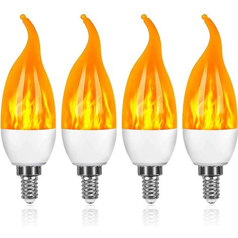 Lot de 4 ampoules LED E14 3W à effet flamme avec 3 modes d'éclairage décoratifs (1/5)