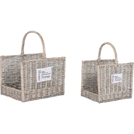 Leñera Set 2 Mimbre 47X35X54 Natural (1/4)