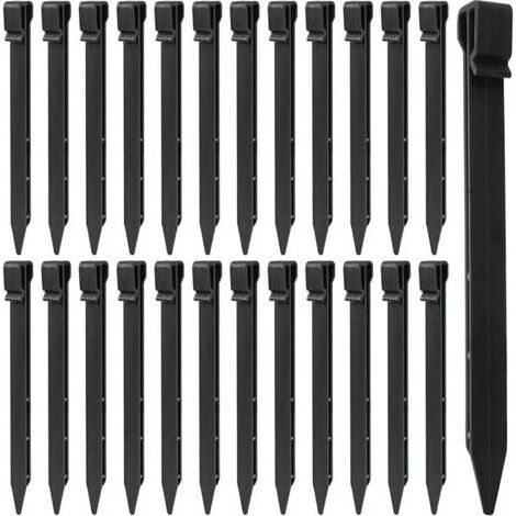 Piquets de sol en plastique 25 pièces – 25 cm de hauteur – Résistants à la rouille – Pour ancrage de tentes et bordures de jardin (1/4)