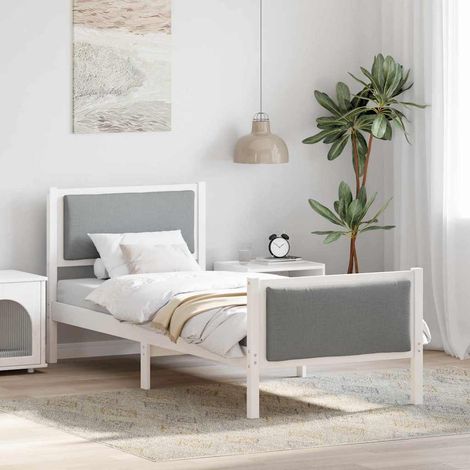 Cadre de lit avec tête de lit-Structure de lit avec panneau de lit Gris clair 75 x 190 cm tissu 152376 (1/5)