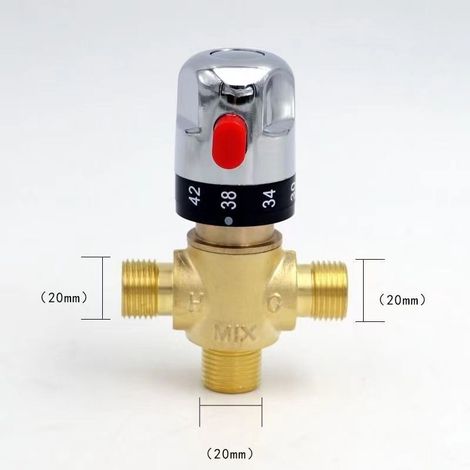 Robinet thermostatique tout cuivre, mitigeur eau chaude et eau froide, 4 points (DN15) raccordés en cuivre