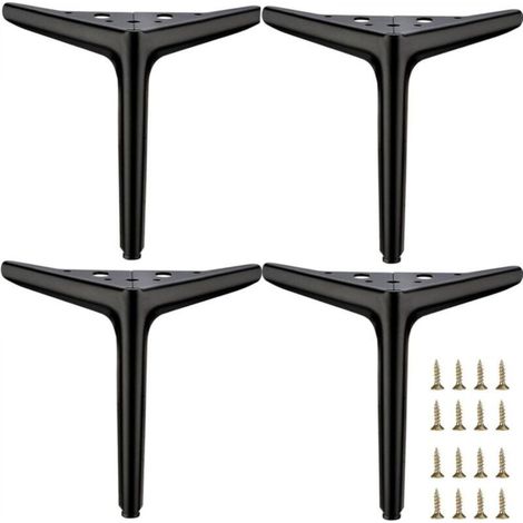 Set of 4 7-inch matte black metal furniture legs, modern style furniture legs, replacement for TV stands, sofas, chairs, cabinets (1/4)