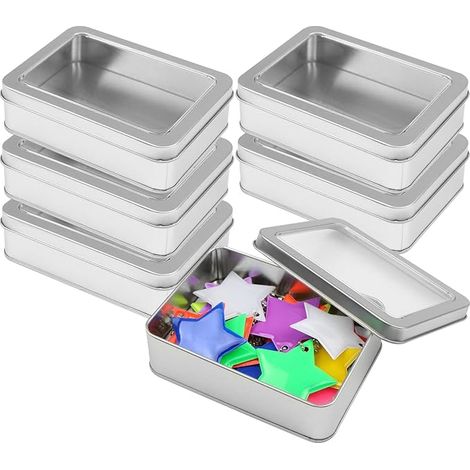 Lntyq Boîtes de Rangement Rectangulaires en Métal, 6 Pièces Petite Boîte Métallique pour Cartes à Jouer, écouteurs, Câbles de Charge, Savon et autres articles(12.5 x 9 x 3.5 cm) (1/5)