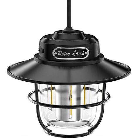 Lampes de camping, lanternes de camping noires rechargeables pour tente, matériau ABS. (1/5)