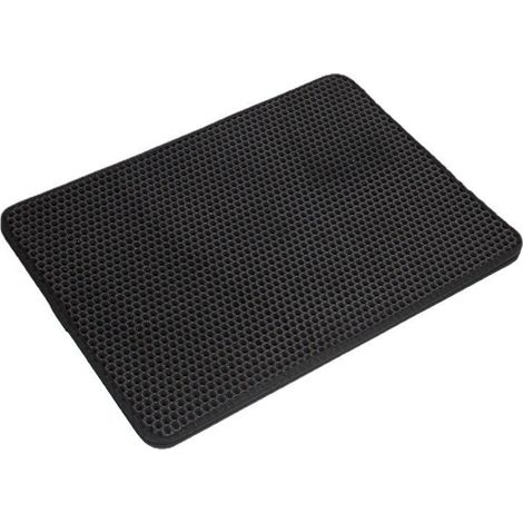 Alfombrilla de EVA plegable y lavable para arenero de gatos, con diseño de panal, a prueba de fugas, para areneros de gatos, 45 x 60 cm (empaquetada con cinta), color negro. (1/5)