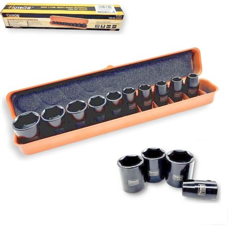BUSSOLE IMPATTO RINFORZATE ESAGONALI 10 PZ AVVITATORE ARIA 1/2&quot 9 27 MM 201