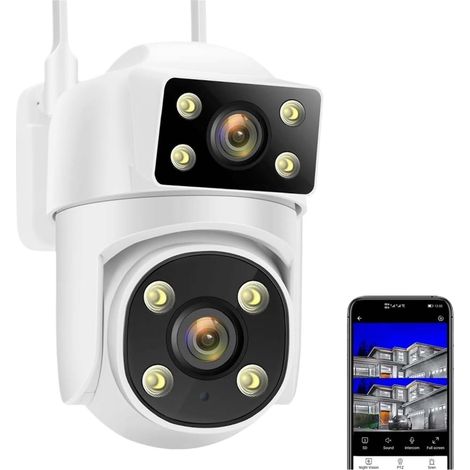 Caméra de sécurité à domicile Caméra IP 8MP 4K double objectif AI suivi 5G caméra de sécurité Protection intelligente caméra de vidéosurveillance extérieure PTZ caméras de Surveillance(8MP Add 128GB) (1/5)
