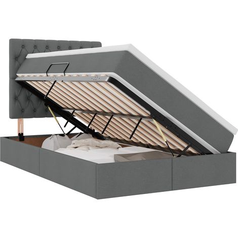 Maison Exclusive - LED-Speicherbett mit Matratze Dunkelgrau 120 x