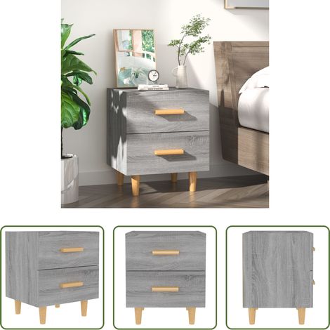 Holz Nachttisch - Nachttisch Grau Sonoma 40x35x47,5 cm (1/5)