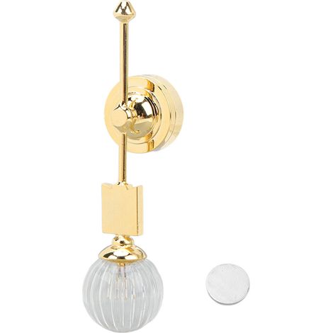 Lampe Murale Miniature Vintage pour Maison de Poupée, Abat-Jour Verre Doré, Éclairage Décoratif 1:12 (1/5)