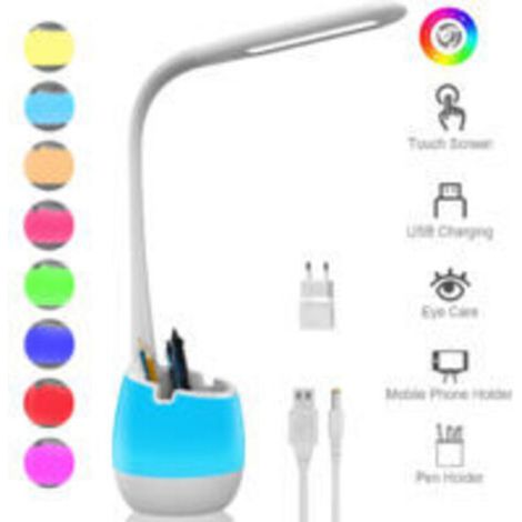 Lampe de Bureau Flexible, Lampe Rechargeable avec Veilleuse Colorée/ 3 Modes et 3 Niv. de luminosité/Contrôle Tactile