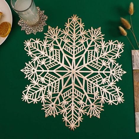 Sous-Plat Flocon De Neige - Vinyle Métallisé Festif - Lavable - Diamètre 38 Cm - Antidérapant - Pour Décoration De Table De Noël Ou Mariage - Lot De 1 (1/5)