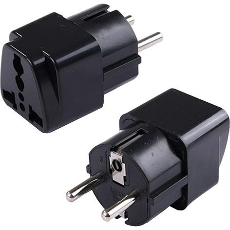 EU vers US/UK/AU Convertisseur de Prises, Adaptateur de Prise de Voyage 250V 2500W AC, Adaptateur de Convertisseur Universel de Prise de Courant pour Les Pays Européens (Noir) (1/5)