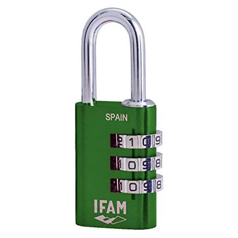 CANDADO COL COMBI30 VERDE 30mm. ARCO Ø5mm. CON COMBINACIÓN. IFAM (1/4)