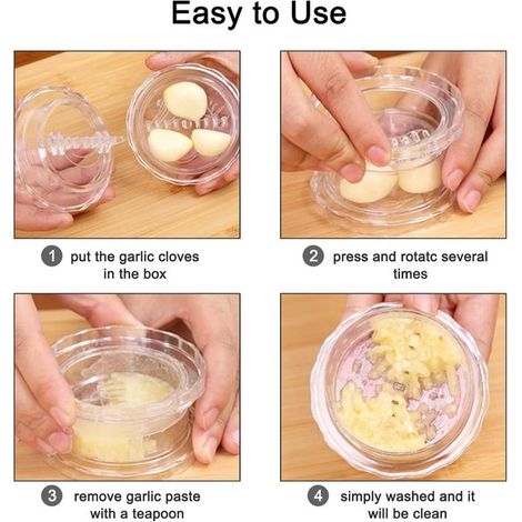Spremiaglio - Torsione per aglio - Plastica - Tritatutto per aglio - Spremiaglio - Spremi zenzero - Torsione per aglio - Adatto anche per zenzero, erbe aromatiche e noci - Trasparente - 884 cm (1/4)