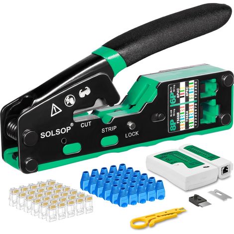 RJ45 Crimping Tool - Cat6 Crimping Tool for Cat5 Cat5e Cat6 8P8C Connector, All in One RJ45 Crimping Tool and LAN Tester (1/5)