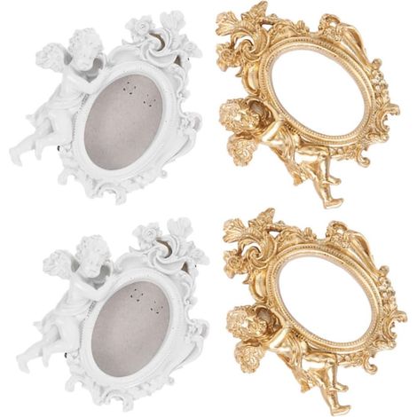 4 Pièces Cadres Photo Décoratifs Vintage Résine Baroque avec Ange Lot de Mini Cadres pour Affichage Table Décoration Maison et Mariage (1/5)