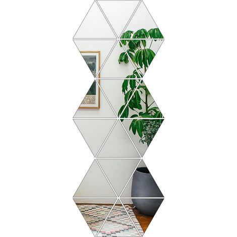 18 Miroirs Triangulaires 3D - 15cm - Acrylique - Auto-Adhésifs - Déco Murale (1/5)