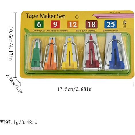 Kit de 5 piezas para hacer bies,máquina para hacer bies,máquina mejorada para hacer bies,para coser colchas de tela (1/4)