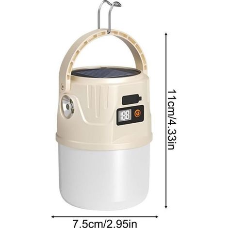 Lanterne Solaire - 2 Modes Éclairage - Étanche IPX4 - Crochet Intégré - Pour Camping Randonnée Tente Pêche - 1 Pièce (1/5)