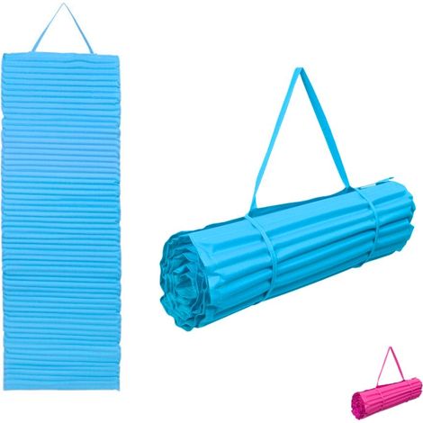 Materassino da spiaggia arrotolabile - Misura 180x60 cm - Stuoia con imbottitura isolante e tracolla per il trasporto - Colore Azzurro (1/5)