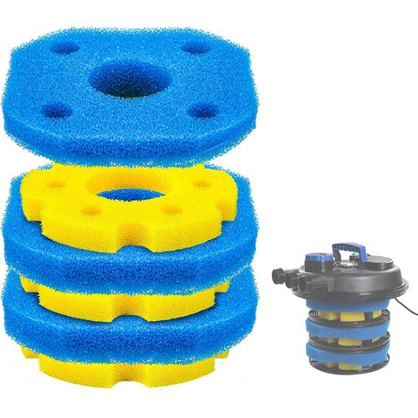 CPF-180 / CPF-250 Mousse filtrante Bassin – Mousse filtrante pour Filtre Bassin, (3 x Bleu Grossier & 3 x Jaune Fin) (1/5)