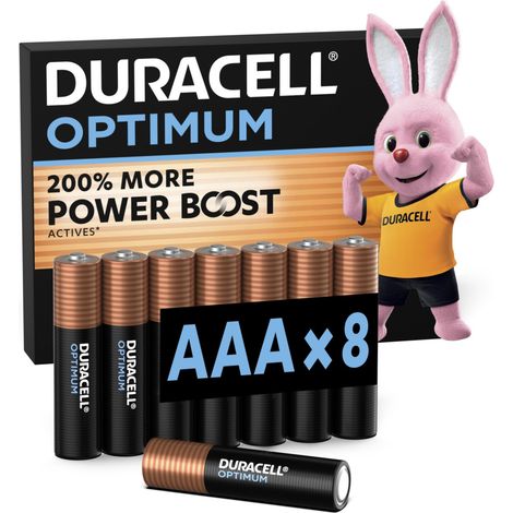 Duracell Optimum Batterie Alcaline Ministilo AAA MN2400 1,5V - Confezione Da 8