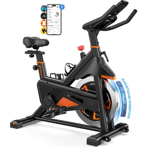 Merach – Vélo d’appartement magnétique 16 niveaux de résistance – Volant d’inertie 6kg – Siège réglable – Compatible Zwift et Kinomap