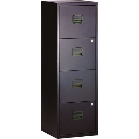 [JAMAIS UTILISE] Meuble Classeur Métallique 4 Tiroirs pour Dossiers Suspendus de Bureau H130xL41xP40mm Anthracite - PFA4F-GA (1/5)