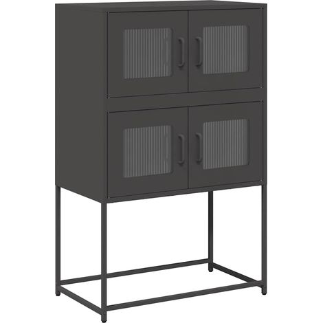 Buffet,Bahut,Meuble de Rangement haut noir 68x39x107 cm acier CFW67045 (1/5)