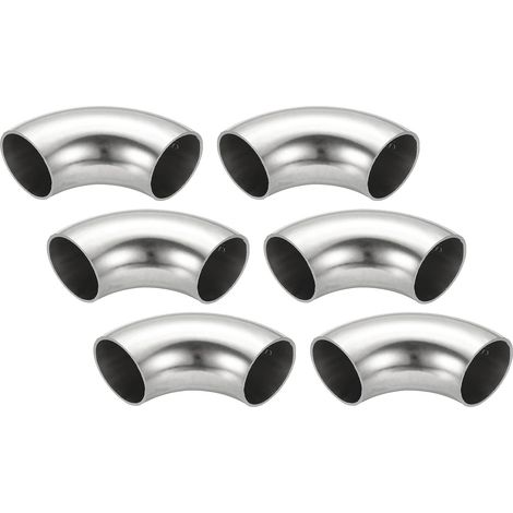 6pcs Coude À 90 Degrés Mandriné, 30mm OD Acier Coude D'Échappement Raccord De Tuyauterie D'Échappement 304 Acier Inoxydable pour Exhaust Pipe Stair Handrail HVAC (1/5)