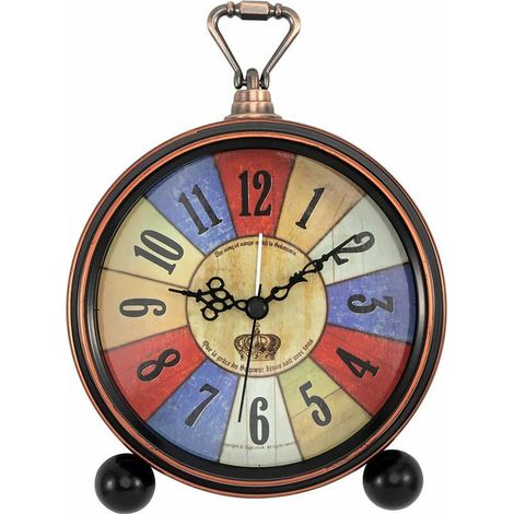 Réveil analogique rétro de 12 cm, sans tic-tac, idéal pour le salon, la chambre, la table de chevet, le bureau, et constitue un excellent cadeau. (1/5)
