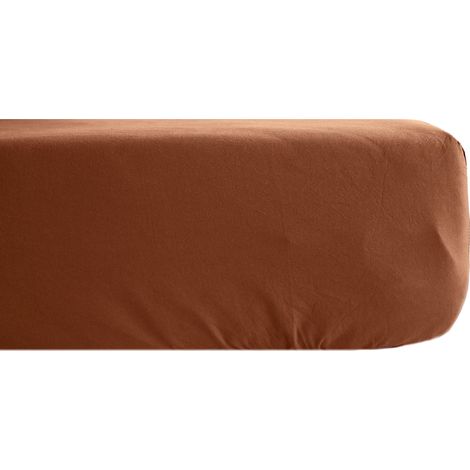 Drap housse Terre cuite en percale de coton 80 fils 90 cm