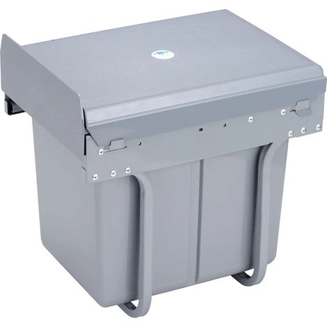 Recyclingbehälter für Küchenschränke, 20-Liter-Mülleimer unter der Spüle, Bodenbefestigung und manuelle Entnahme, abnehmbarer Eimer, mit Deckel (1/3)