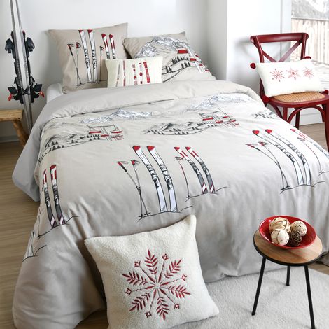 Parure de lit ski montagne Naturel 260x240 cm