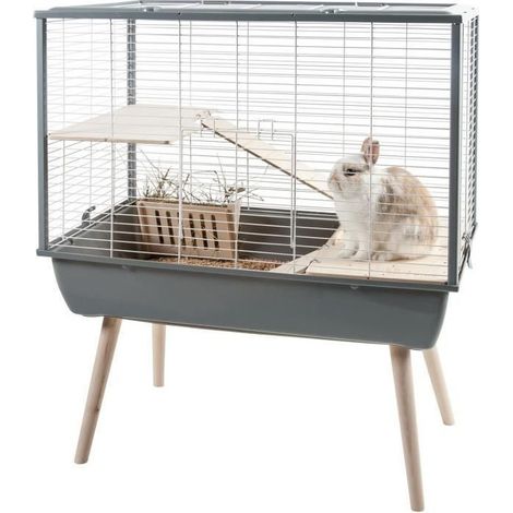 Zolux – Cage pour grands rongeurs 77,5x47,5x87,5 cm – Métal et plastique – Niche, râtelier, étage avec rampe – Accès facile (1/4)