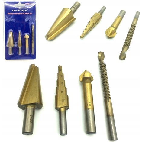 Set mit 4 Universalbohrern für Stahl, Stufenbohrern, Fräsern, Wwa