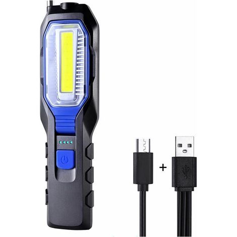 -Baladeuse LED Rechargeable, Lampe de Travail Portable LED Rechargeable Puissante Lampe Aimantée USB 2800mAh Batterie COB, Crochet et câble de Chargement (1/4)