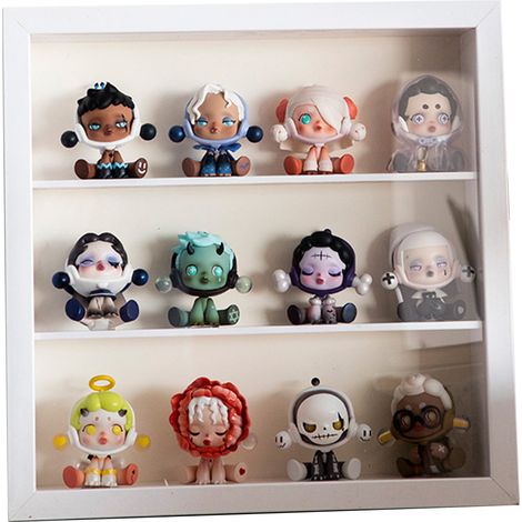 Vitrine pour figurines d'anime, coffret de rangement tridimensionnel épais pour collections de mini-jouets, blanc, double compartiment (1/5)